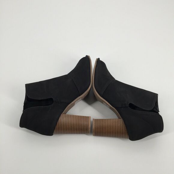 Qupid Faux Leather Open Toe Stacked Ankle Boots 9 Womens Solid Black Low Booties - Picture 6 of 9